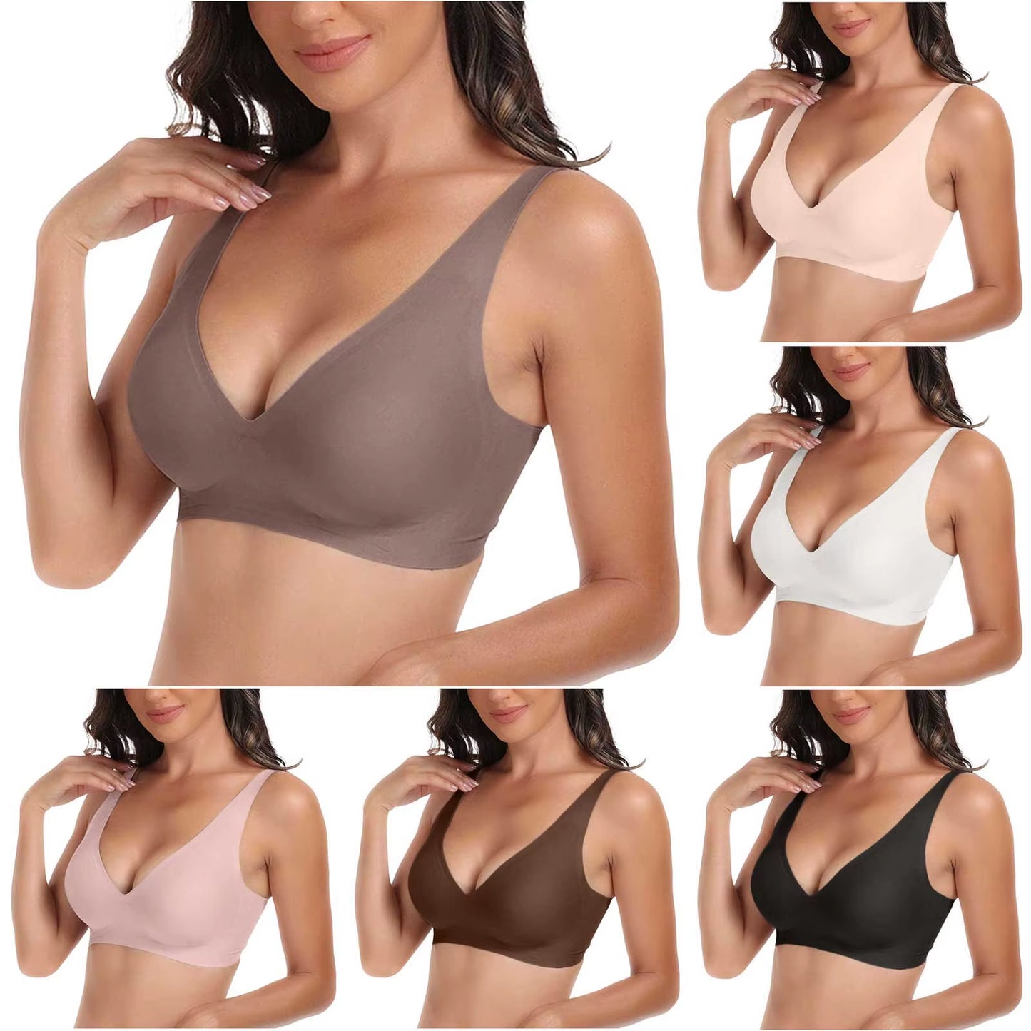 Sexy Push up Padded Seamless Bras for Women Soft Support Invisible Wireless Bra Bralette Smooth Women Deep V Bras Sexy Lingerie